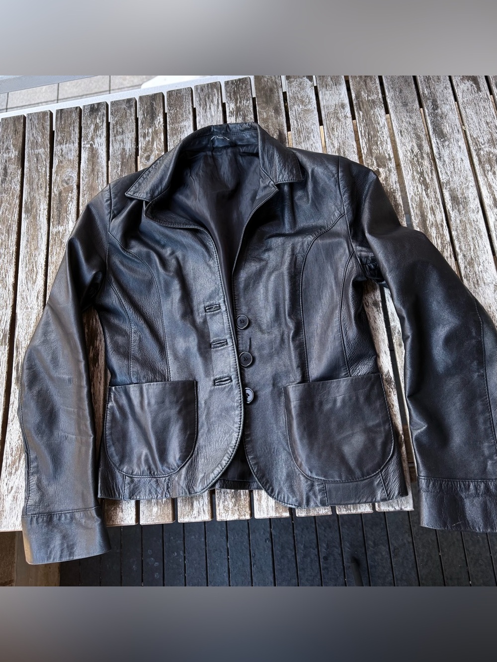 Canali Vintage Black Leather Jacket ya